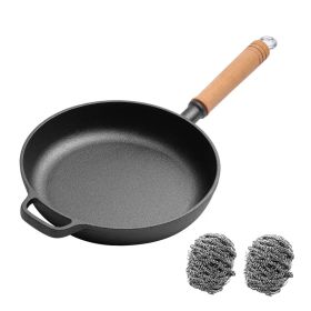 WANGYUANJI 11.8"Cast Iron Frying Pan, Non-stick Pan, Uncoated Pancake Skillet, Steak Frying Pan, with Wooden Handle, Household For All Stove