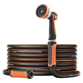 VEVOR Garden Hose, 200 ft 5/8" Heavy Duty Rubber Water Hose with 10 Mode Nozzle, 150PSI Working & 600PSI Burst
