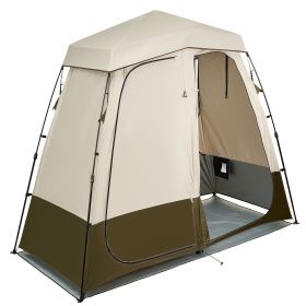 VEVOR Camping Shower Tent, 2-Room Foldable Privacy Tent Changing Room with Ground Stakes, Ropes, Carry Bag, and Crossbar