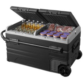 VEVOR Car Refrigerator, 12 Volt Car Refrigerator Fridge, 115 L Dual Zone Portable Freezer with Wheels and Handle, -4-68 F