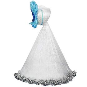 1Pc 2 Size Options 6FT 8FT Radius Fishing Cast Net Bait Trap Easy Throw Heavy Duty Hand Cast Net With Chain Sinker Bottom Spread (Option: 6FT Radius)