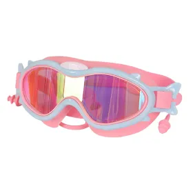 Kids Swim Goggles With Ear Plugs UV Protection Anti-Fog Leak Proof Wide View Pool Swimming Goggles For Youth Boys Girls Aged 3-16 Years Old Summe (Option: PinkBlueRim)