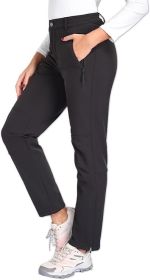 Womens Snow Ski Pants Waterproof Fleece Lined Insulated Softshell Warm Pants for Winter Hiking Outdoor 29 inches (Color: XL)