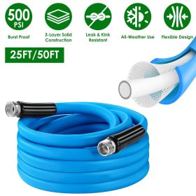 25FT/50FT 5/8" Non-Expanding Flexible Garden Hose Heavy Duty PVC Water Hose Leak-Resistant Kink-Free All-weather Burst 500PSI GPCT5415 (size: 25FT)