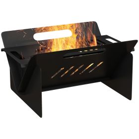 Outsunny 3-In-1 Portable Fire Pit, Stove, Coffee Table, Wood Burning Firepit with Carrying Bag and Quick Assembly for Camping, Bonfire, Picnic (Color: AS PIC)